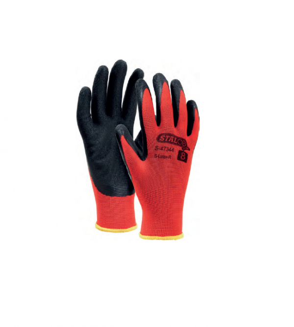 Rękawice poliestrowe "S-LATEX R"   6"  czerwone     Stalco Premium