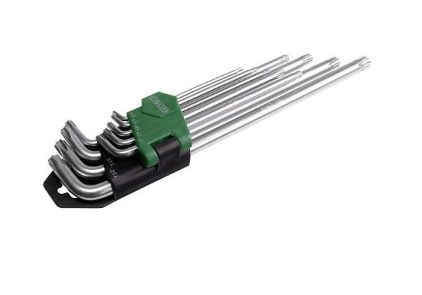 Klucze sześciokątne torx z otworem 9el.   Stalco Premium