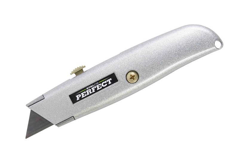 Nóż z ostrzem trapezowym 0,6 mm metalowy  STALCO  PERFECT - BR-Stalco Leżajsk