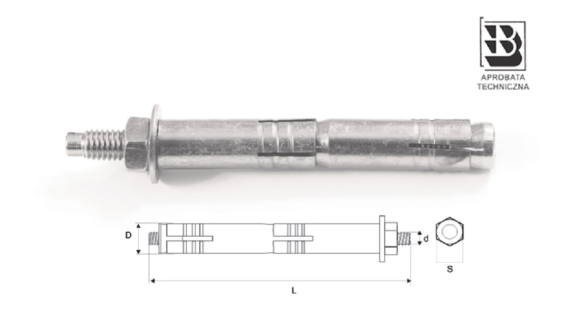 Kotwa stalowa dwurozporowa SŁR 2 10x100mm-14x340mm - BR-Stalco Leżajsk