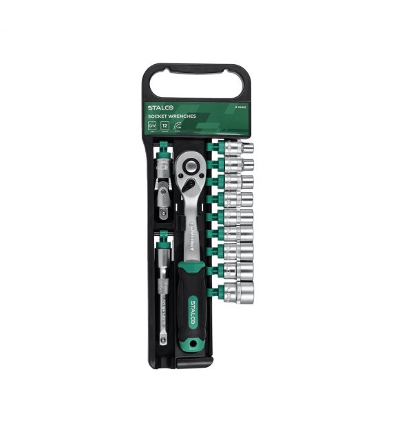 Zestaw nasadek i grzechotka na hangerze 1/2" 12el. STALCO