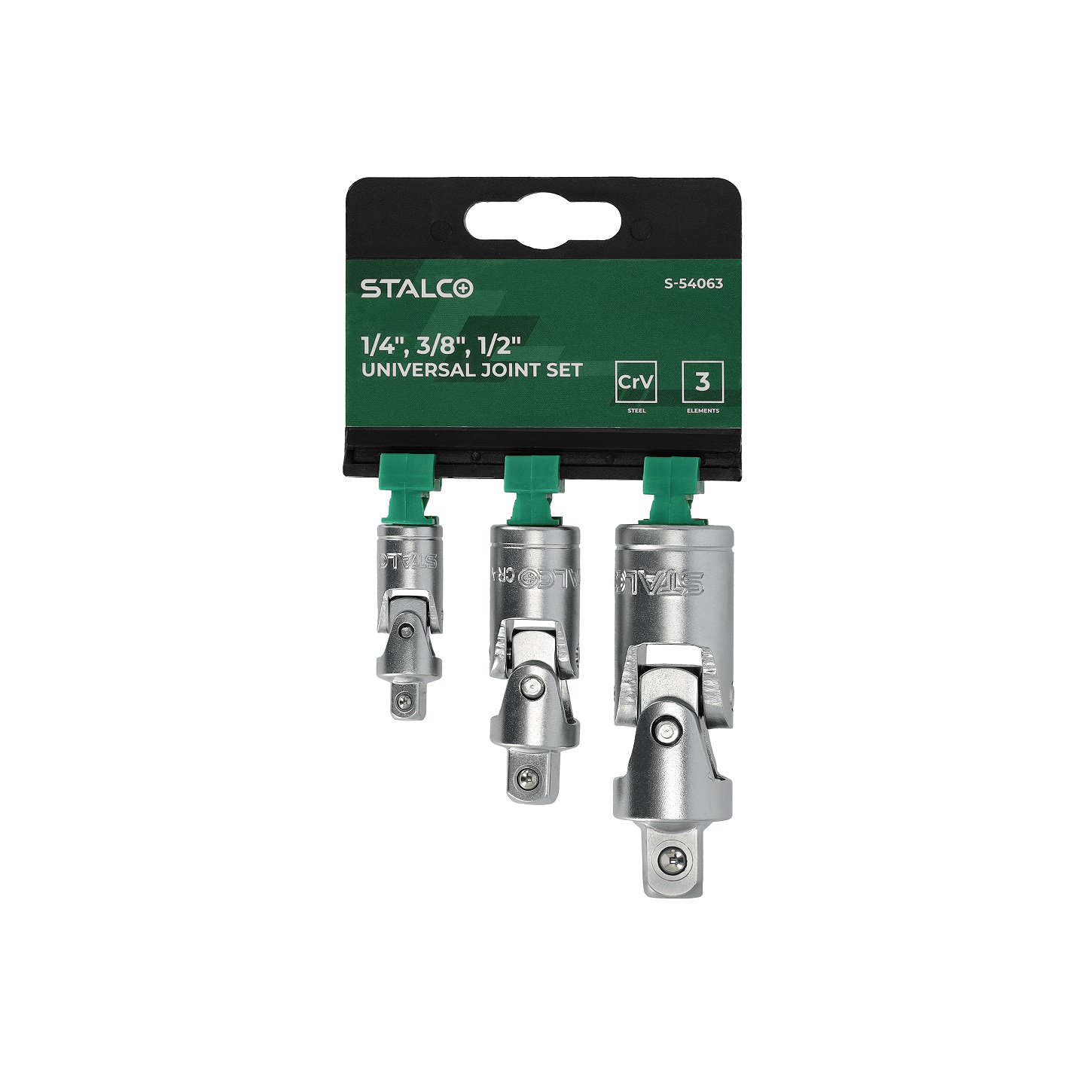 Zestaw przeguby uniwersalne 1/4″-3/8″-1/2″ 3el. stalco - BR-Stalco Leżajsk