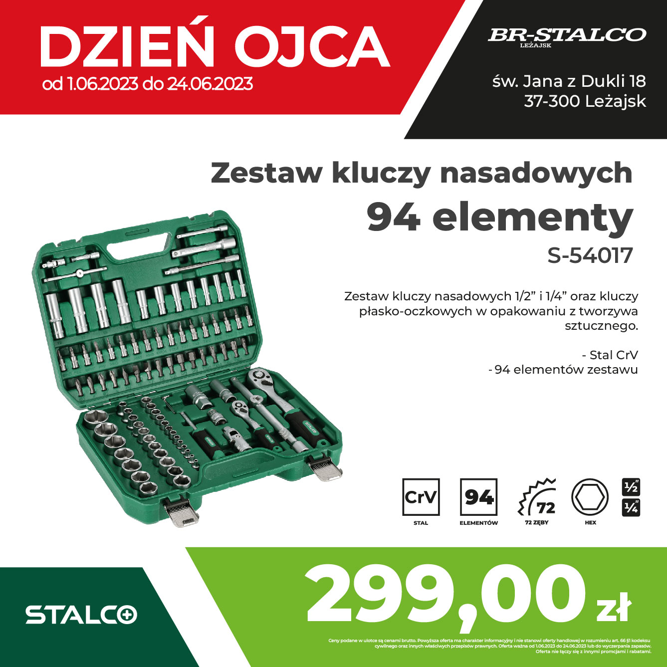 Zestaw nasadek 1/2″+1/4″ 94el. STALCO - BR-Stalco Leżajsk