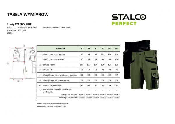 Szorty professional stretch line CZARNE Stalco Perfect