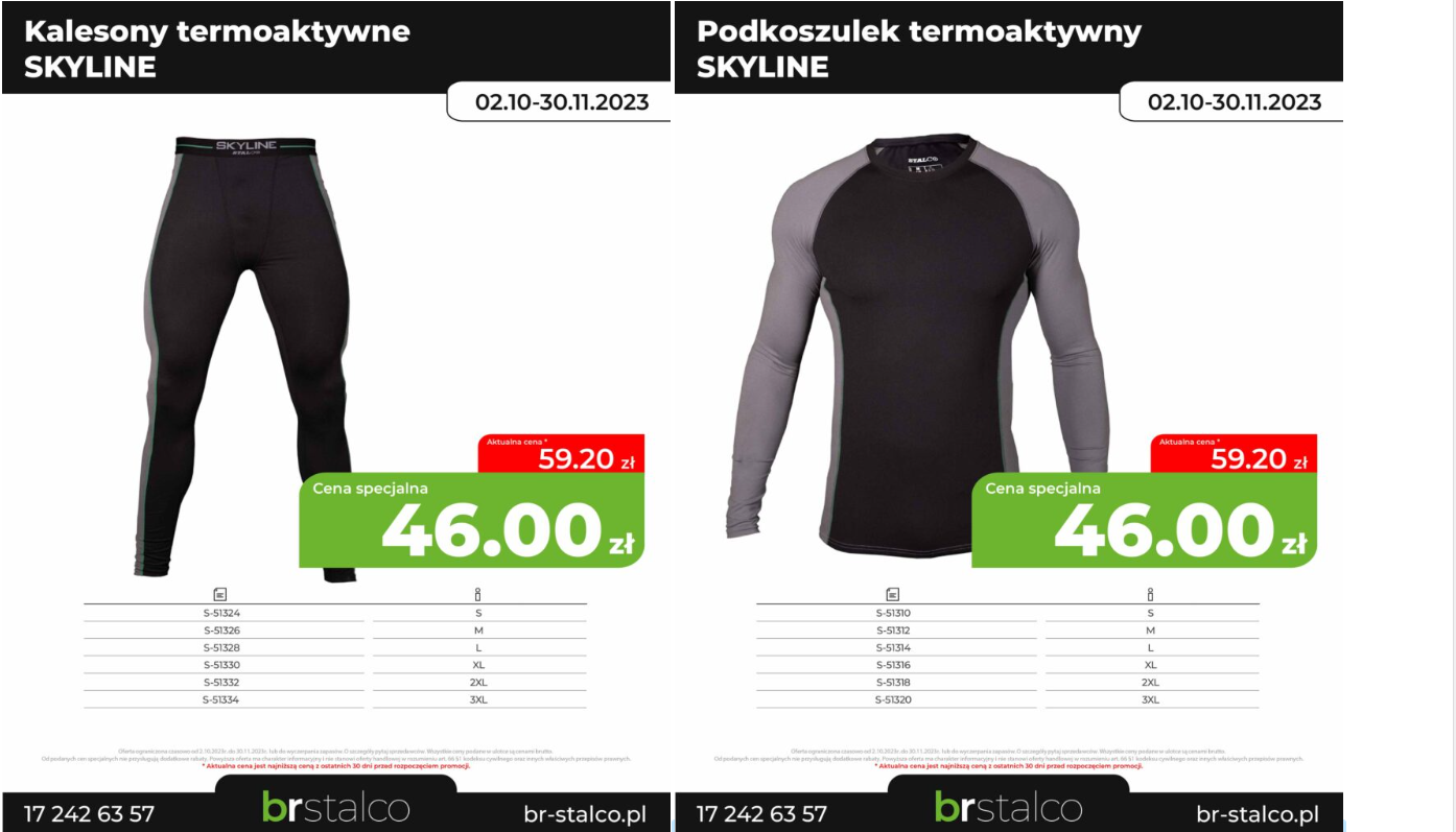 Odzież termoaktywna SKYLINE PROMOCJA ZIMOWA !