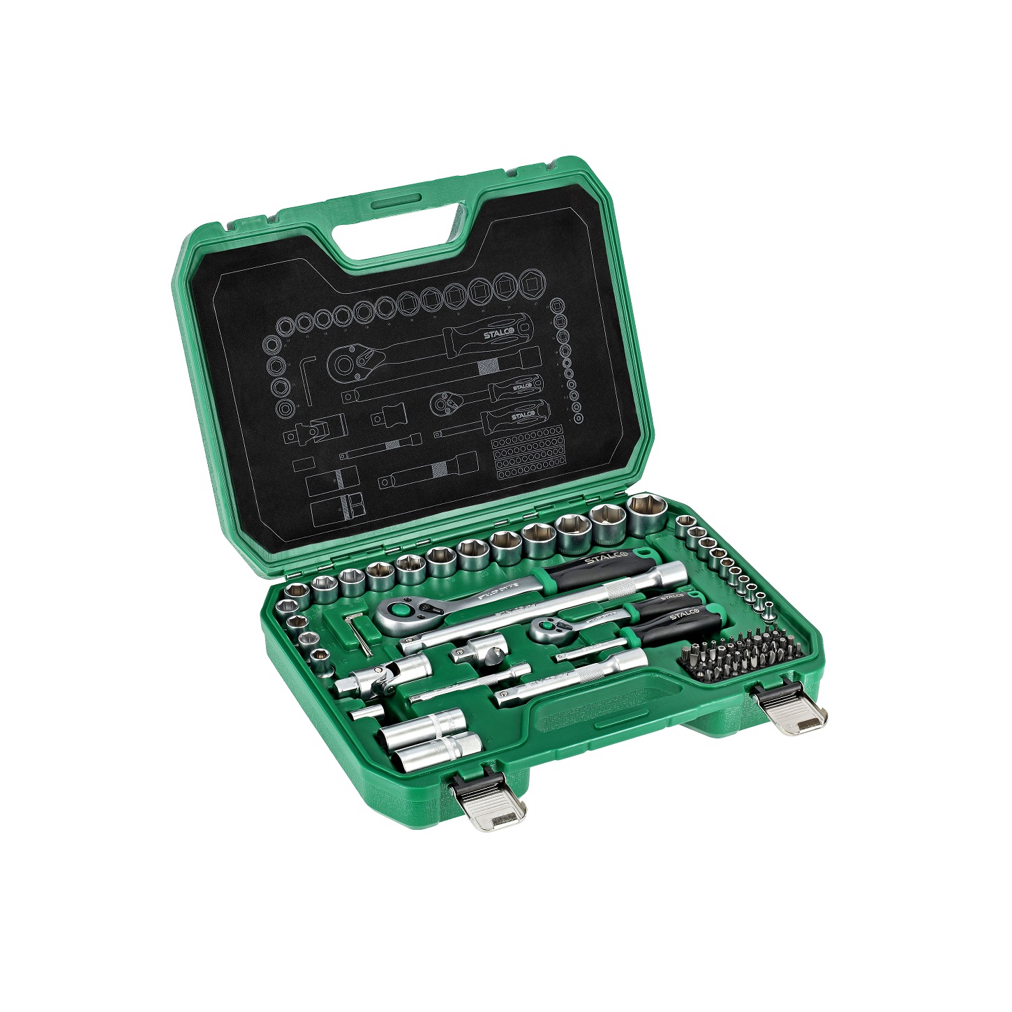 Zestaw nasadek 1/2″+1/4″ 84el. stalco - BR-Stalco Leżajsk