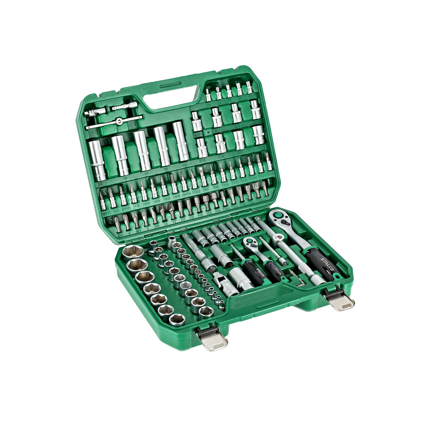 Zestaw nasadek 1/2″+1/4″ 110el. stalco - BR-Stalco Leżajsk